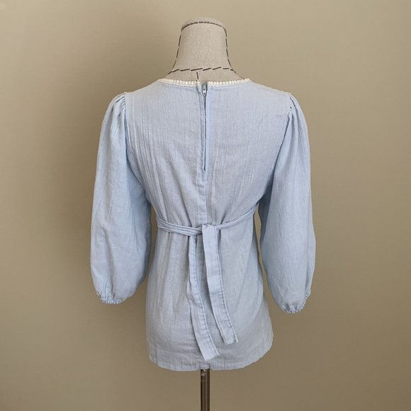 Vintage 70s Calico Patchwork Prairie Quilt Cottage Core Puff Sleeve Top S - Picture 6 of 12